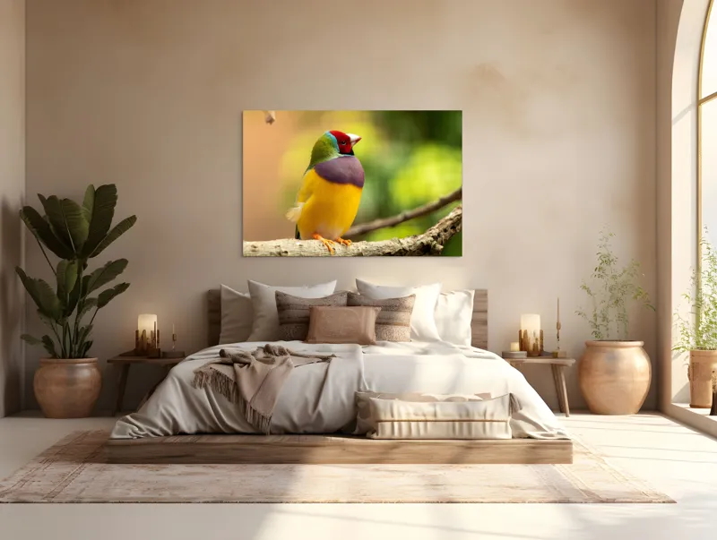 Tablou Canvas, "Pasărea paradis în culori vii", Colorat, Delicat, Exotic, Viu, Mic, Fermecător, Pitoresc, Fragil, Strălucitor, Elegant, 150 x 100 cm – poza 4