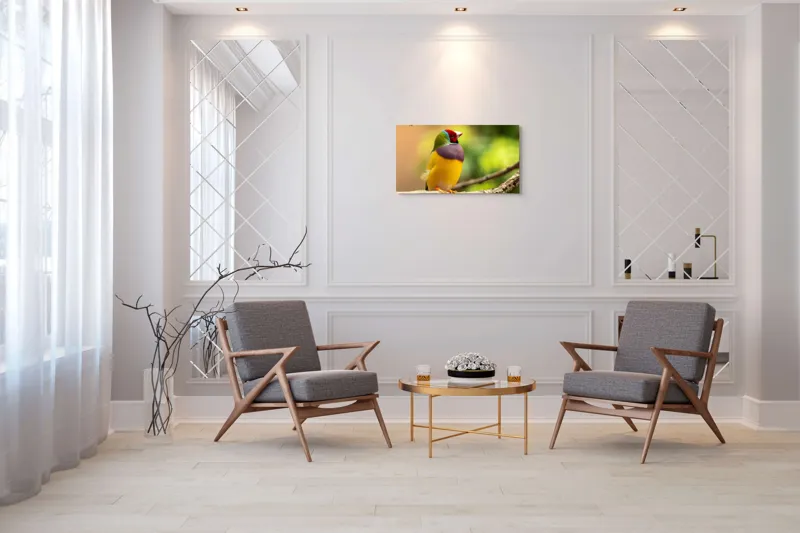Tablou Canvas, "Pasărea paradis în culori vii", Colorat, Delicat, Exotic, Viu, Mic, Fermecător, Pitoresc, Fragil, Strălucitor, Elegant, 90 x 50 cm – poza 7