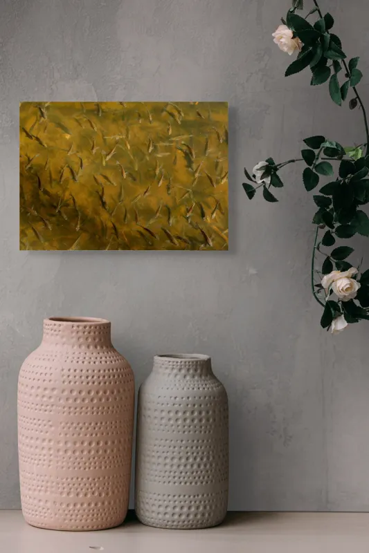 Tablou Canvas, "Înotul tăcut al mulțimii subacvatice", Peștișori, Apă, Mișcare, Natură, Subacvatic, Curiozitate, Armonie, Viață, Adâncuri, Explorare, 54 x 39 cm – poza 8