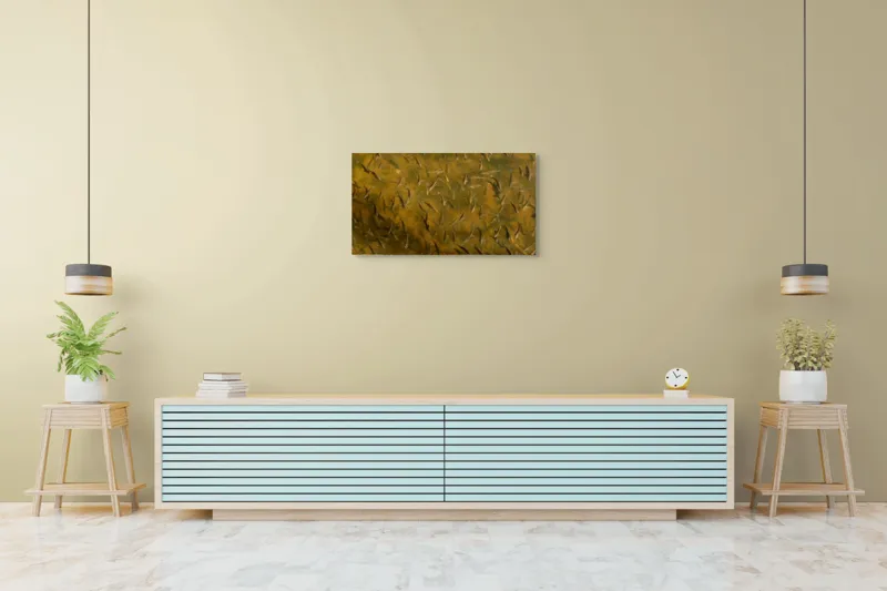 Tablou Canvas, "Înotul tăcut al mulțimii subacvatice", Peștișori, Apă, Mișcare, Natură, Subacvatic, Curiozitate, Armonie, Viață, Adâncuri, Explorare, 90 x 50 cm – poza 5