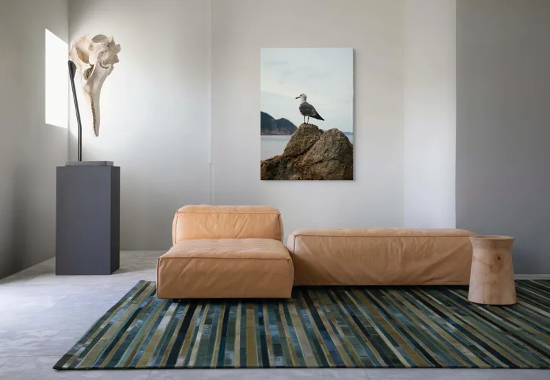 Tablou Canvas, "Pescăruș pe stâncă la malul mării", Pescăruș, Stâncă, Cer, Mare, Nor, Liniște, Natură, 70 x 100 cm – poza 7