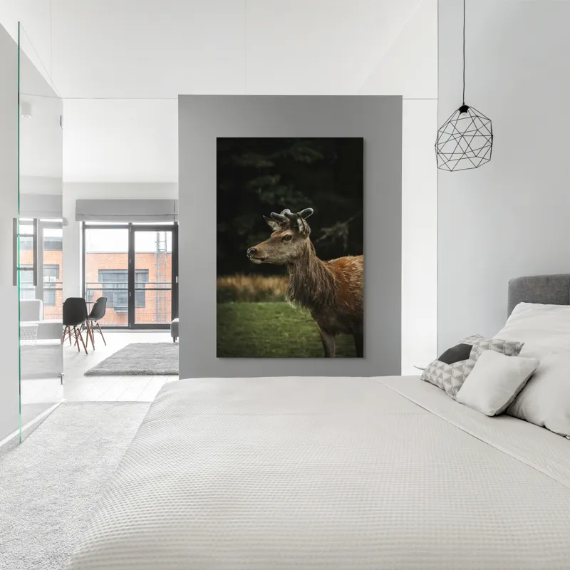 Tablou Canvas, "Cerbul în lumina pădurii misterioase", 100 x 150 cm – poza 5