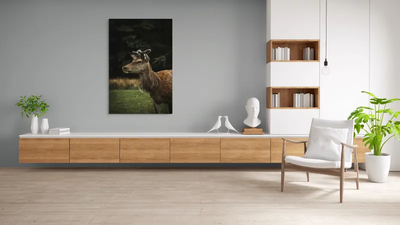 Tablou Canvas, "Cerbul în lumina pădurii misterioase", 100 x 150 cm – poza 8
