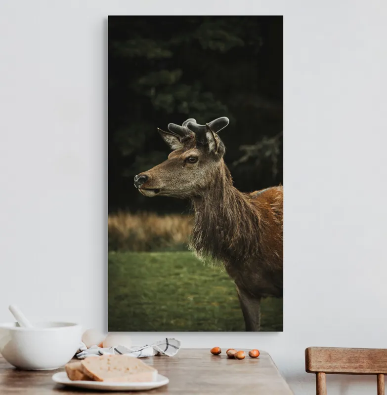 Tablou Canvas, "Cerbul în lumina pădurii misterioase", 50 x 90 cm – poza 3