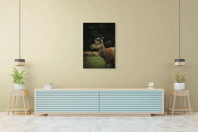 Tablou Canvas, "Cerbul în lumina pădurii misterioase", 70 x 100 cm – poza 5