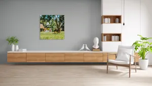 Tablou Canvas, "Câini jucându-se în grădina soarelui", 100 x 100 cm – poza 8