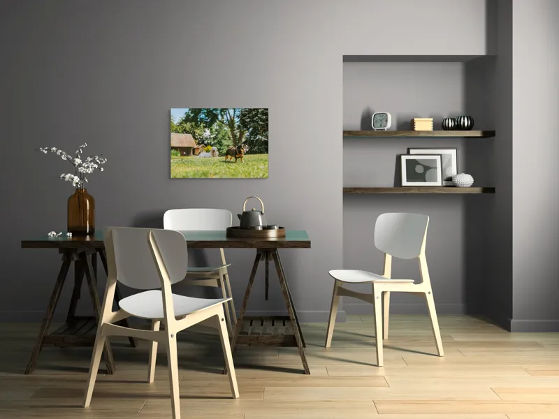 Tablou Canvas, "Câini jucându-se în grădina soarelui", 70 x 50 cm – poza 5