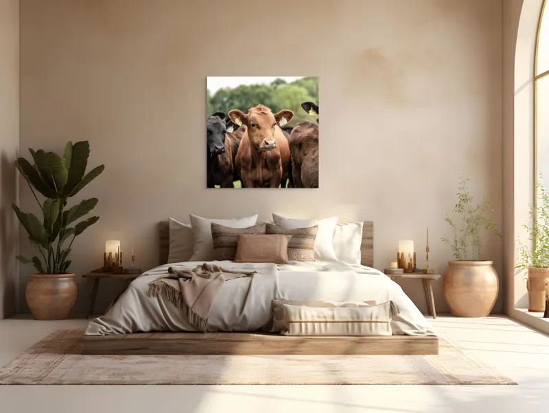 Tablou Canvas, "Întâlnirea vacilor în luminișul pădurii", Nu știu cine sunt., 100 x 100 cm – poza 4