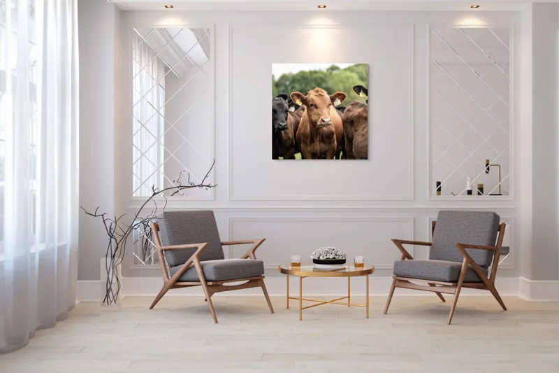 Tablou Canvas, "Întâlnirea vacilor în luminișul pădurii", Nu știu cine sunt., 100 x 100 cm – poza 7