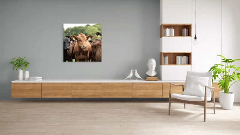 Tablou Canvas, "Întâlnirea vacilor în luminișul pădurii", Nu știu cine sunt., 100 x 100 cm – poza 8