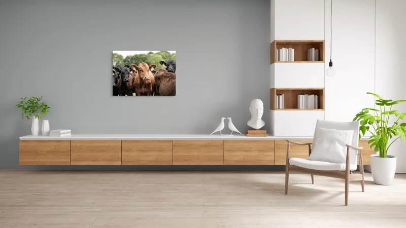 Tablou Canvas, "Întâlnirea vacilor în luminișul pădurii", 100 x 70 cm – poza 6