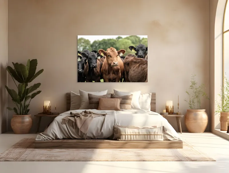 Tablou Canvas, "Întâlnirea vacilor în luminișul pădurii", 150 x 100 cm – poza 4