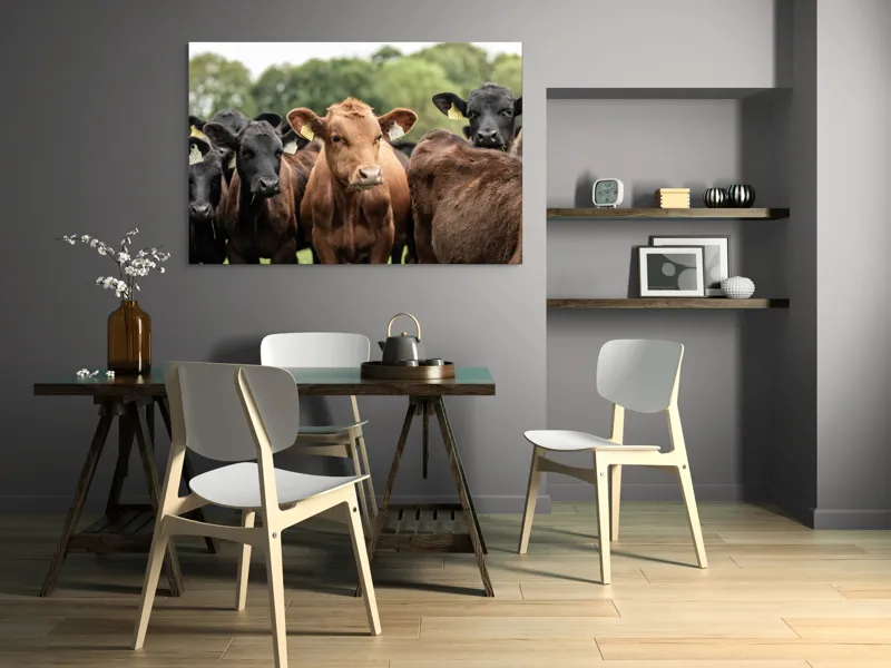 Tablou Canvas, "Întâlnirea vacilor în luminișul pădurii", 150 x 100 cm – poza 5