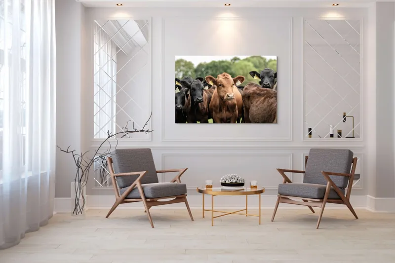 Tablou Canvas, "Întâlnirea vacilor în luminișul pădurii", 150 x 100 cm – poza 7