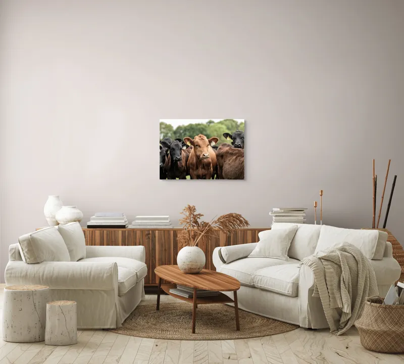 Tablou Canvas, "Întâlnirea vacilor în luminișul pădurii", 70 x 50 cm – poza 6