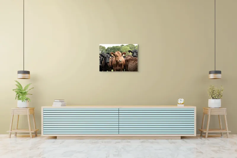 Tablou Canvas, "Întâlnirea vacilor în luminișul pădurii", 70 x 50 cm – poza 7