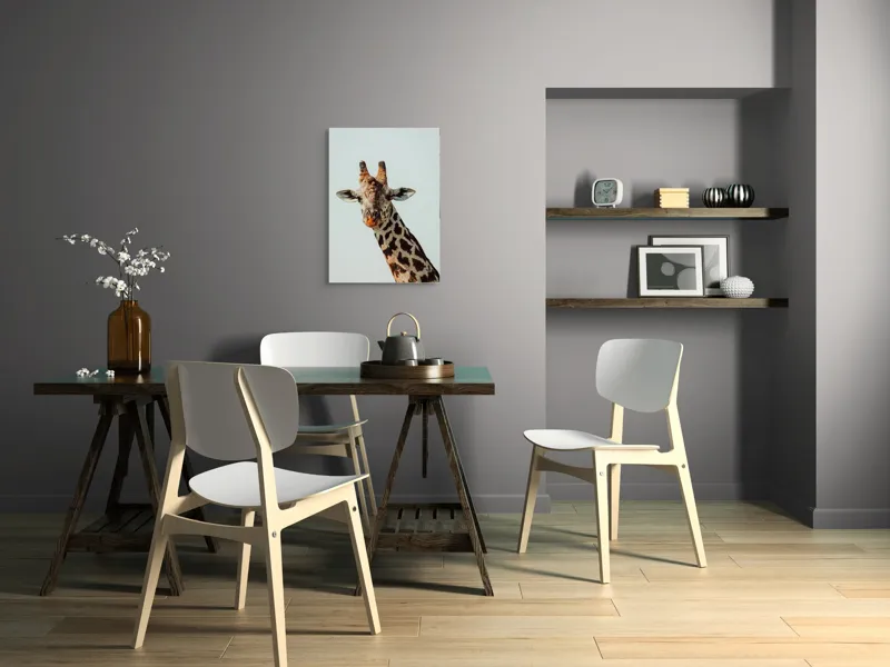 Tablou Canvas, "Giraful contemplativ sub cer senin", Giraffe, Cer, Pete, Cerulean, Grație, Faună, Eleganță, 50 x 70 cm – poza 5