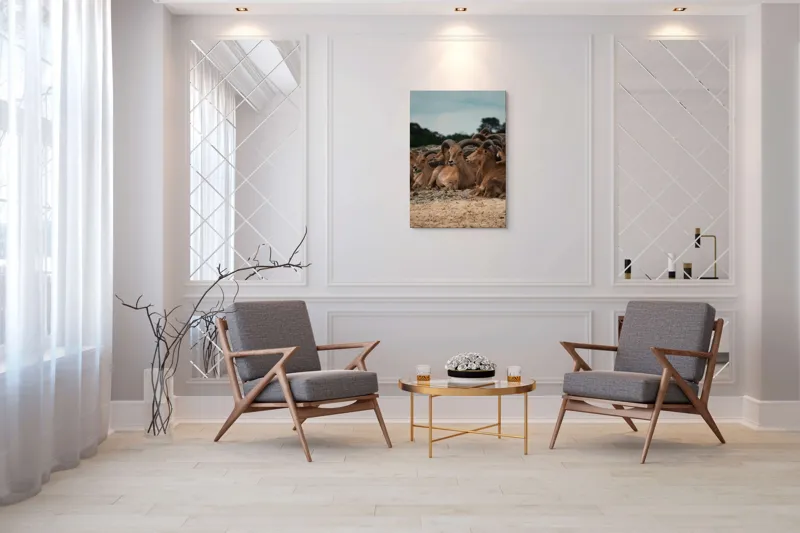 Tablou Canvas, "Capre sălbatice odihnindu-se în peisaj", 70 x 100 cm – poza 8