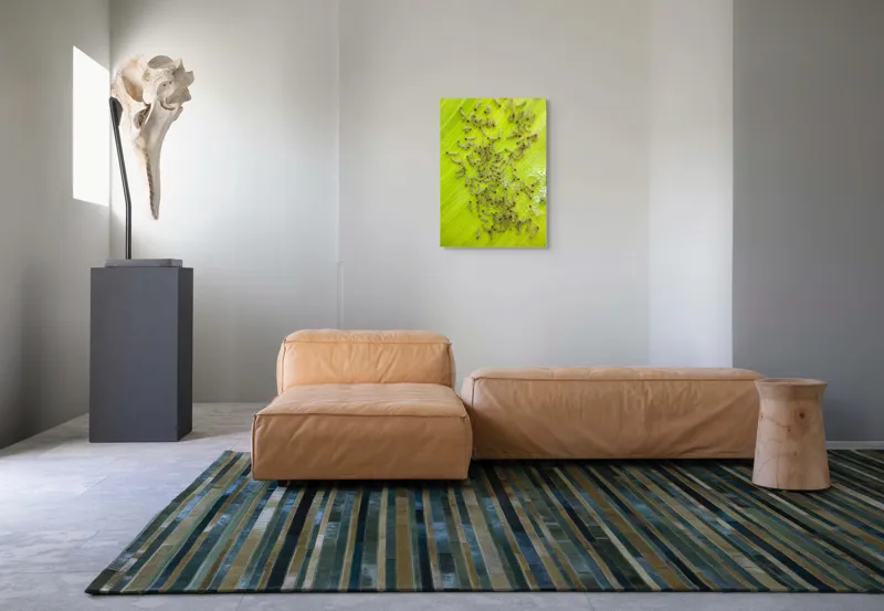 Tablou Canvas, "Omizi pe frunza verde vibrantă", Omizi, Verde, Frunză, Larve, Natură, 50 x 70 cm – poza 7