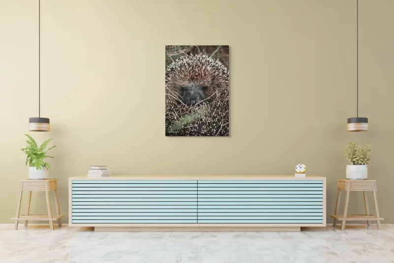 Tablou Canvas, "Ariciul ascuns printre fire de iarbă", Nu pot să spun sigur ce este în imagine, dar pare a fi un animal cu blană aspră., 70 x 100 cm – poza 5