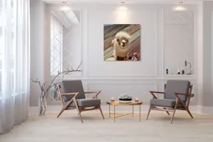 Tablou Canvas, "Alpaca la munte colorat inalt", 100 x 100 cm – poza 7