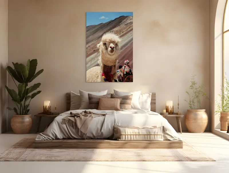 Tablou Canvas, "Alpaca la munte colorat inalt", 100 x 150 cm – poza 3