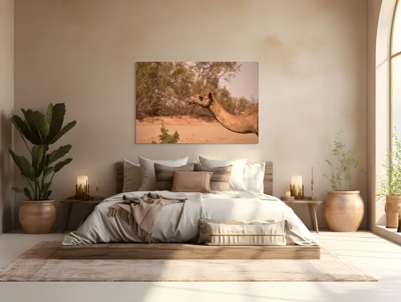 Tablou Canvas, "Cămila în deșertul arid al-amiezii", Nu știu cine este în imagine., 150 x 100 cm – poza 4