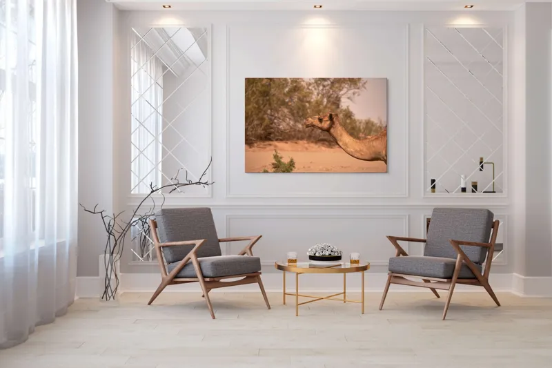 Tablou Canvas, "Cămila în deșertul arid al-amiezii", Nu știu cine este în imagine., 150 x 100 cm – poza 7