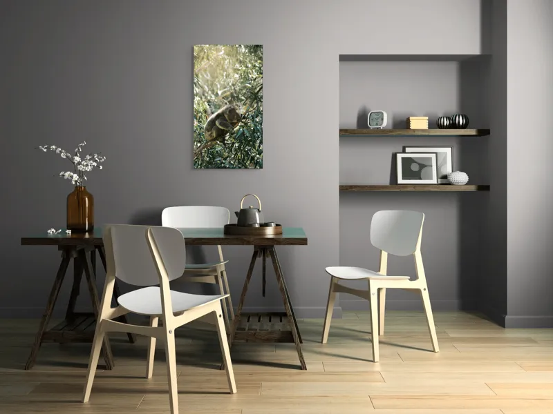 Tablou Canvas, "Koala odihnindu-se în lumina soarelui", Koala, Eucalipt, Odihnă, Frunze, Lumină, Natură, Ramură, Verdeață, 50 x 90 cm – poza 4