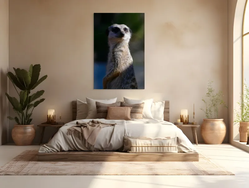 Tablou Canvas, "Suricata în lumina dimineții", 100 x 150 cm – poza 3