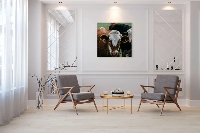 Tablou Canvas, "Curiozitatea unei vaci maro", 100 x 100 cm – poza 7