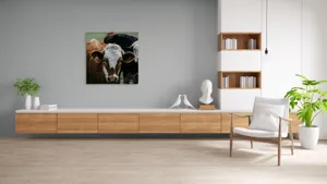 Tablou Canvas, "Curiozitatea unei vaci maro", 100 x 100 cm – poza 8