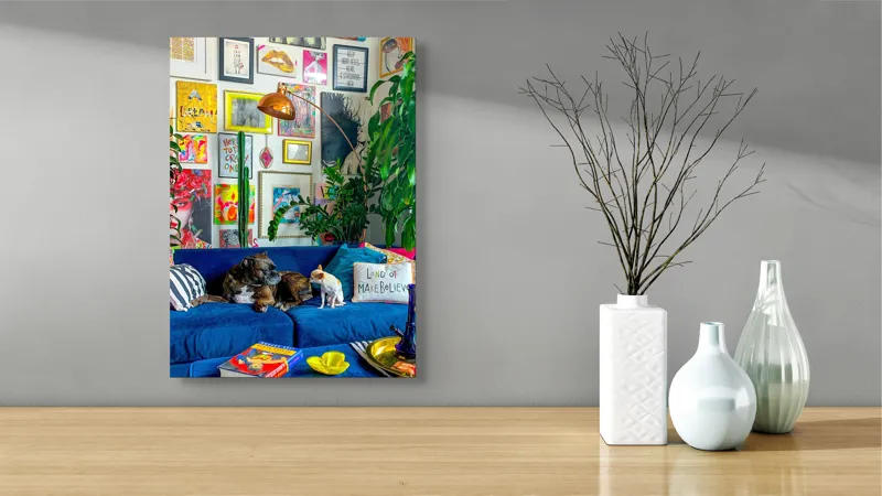 Tablou Canvas, "Refugiu colorat în lumea imaginară", Colorat, Armonios, Artistic, Viu, Nostalgic, Relaxant, Eclectic, Personalizat, Modern, Jucaus, 39 x 54 cm – poza 4