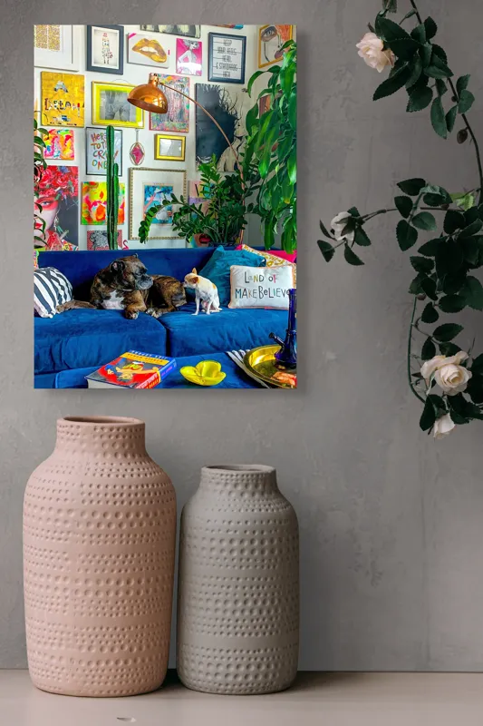 Tablou Canvas, "Refugiu colorat în lumea imaginară", Colorat, Armonios, Artistic, Viu, Nostalgic, Relaxant, Eclectic, Personalizat, Modern, Jucaus, 39 x 54 cm – poza 6
