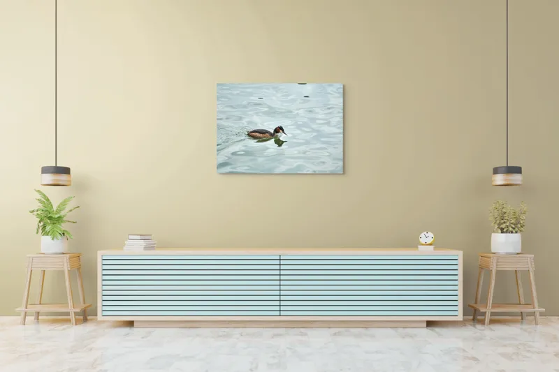Tablou Canvas, "Grebe scufundător în luciul apei", 100 x 70 cm – poza 4