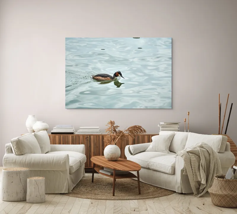 Tablou Canvas, "Grebe scufundător în luciul apei", 150 x 100 cm – poza 3
