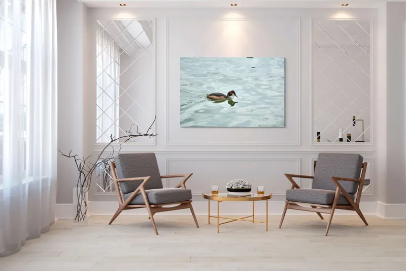 Tablou Canvas, "Grebe scufundător în luciul apei", 150 x 100 cm – poza 7