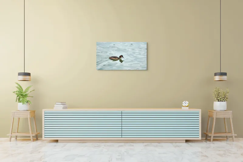 Tablou Canvas, "Grebe scufundător în luciul apei", 90 x 50 cm – poza 5
