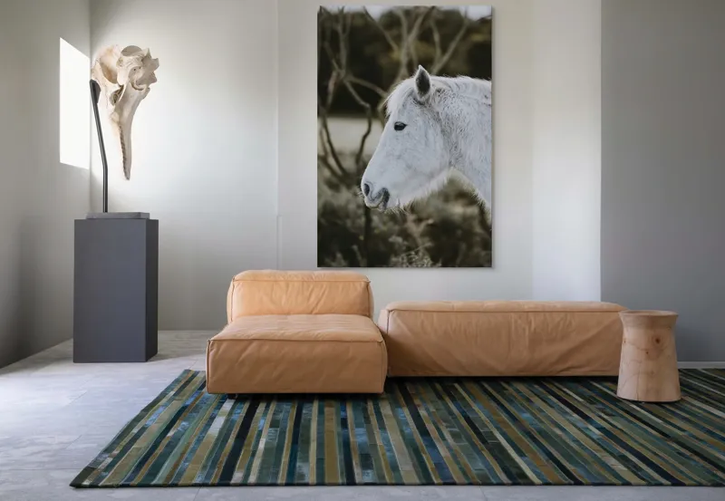 Tablou Canvas, "Calul alb al pădurii adormite", Calm, Elegant, Alb, Natural, Simplu, Seren, Gratie, Blana, Profil, Linistit, 100 x 150 cm – poza 7