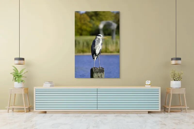 Tablou Canvas, "Egreta pe stâlp la apus", Pasăre, Lac, Stabilitate, Natură, Armonie, Echilibru, Peisaj, Culoare, Cer, Liniște, 100 x 150 cm – poza 4