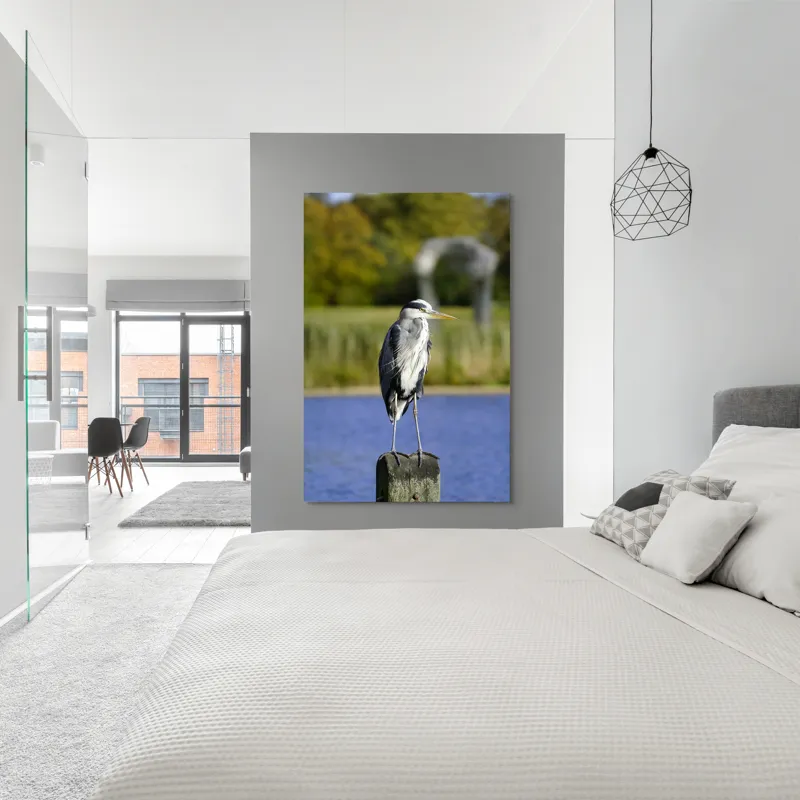 Tablou Canvas, "Egreta pe stâlp la apus", Pasăre, Lac, Stabilitate, Natură, Armonie, Echilibru, Peisaj, Culoare, Cer, Liniște, 100 x 150 cm – poza 5