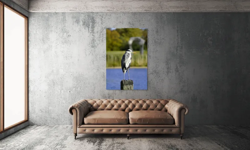 Tablou Canvas, "Egreta pe stâlp la apus", Pasăre, Lac, Stabilitate, Natură, Armonie, Echilibru, Peisaj, Culoare, Cer, Liniște, 100 x 150 cm – poza 6