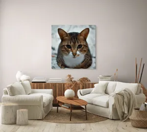Tablou Canvas, "Pisica înțeleaptă meditează tăcută", 100 x 100 cm – poza 3