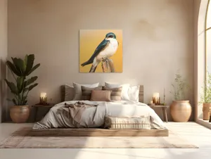 Tablou Canvas, Pasăre, Rândunică, Pene, Metal, Fundal, Natural, Ochi, Penaj, Frumusețe, Delicatețe, 100 x 100 cm – poza 4