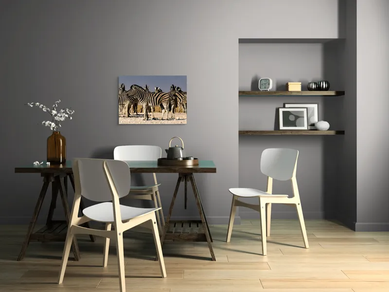 Tablou Canvas, "Zebrele savanei sub soarele fierbinte", Zebre, Dungile, Grup, Safari, Savana, Natura, Wildlife, Africa, Soare, Peisaj, 70 x 50 cm – poza 5