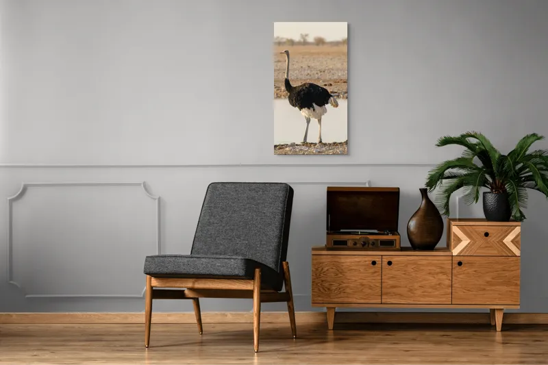 Tablou Canvas, "Struț singuratic pe malul apei", 50 x 90 cm – poza 8