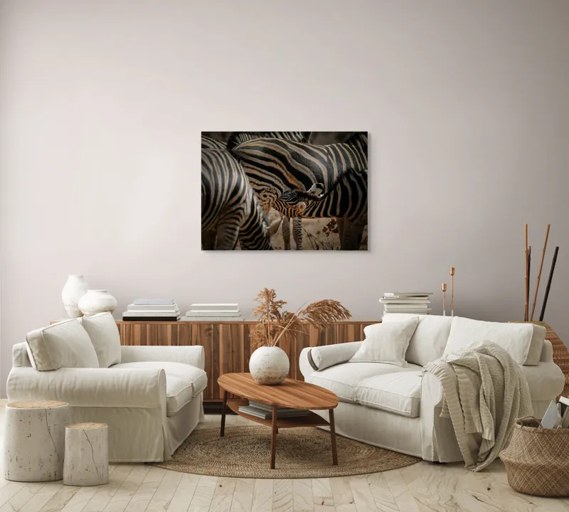 Tablou Canvas, "Zebre în armonie naturală", 100 x 70 cm – poza 3