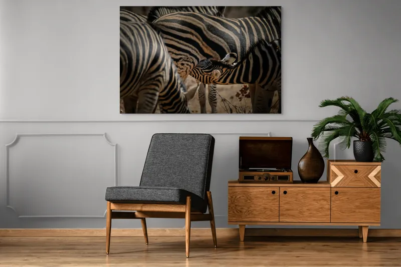 Tablou Canvas, "Zebre în armonie naturală", 150 x 100 cm – poza 8