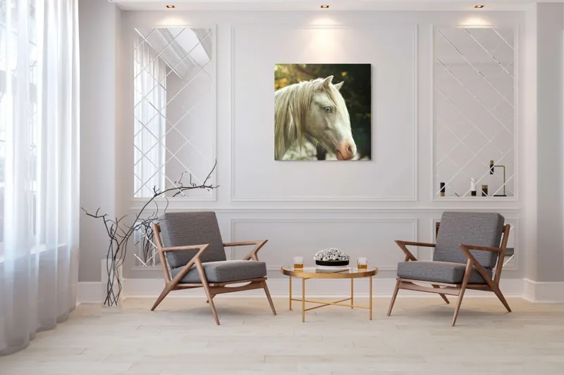 Tablou Canvas, "Calul alb din pădurea viselor", 100 x 100 cm – poza 7