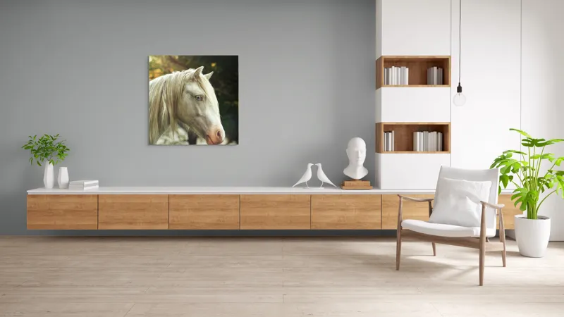 Tablou Canvas, "Calul alb din pădurea viselor", 100 x 100 cm – poza 8